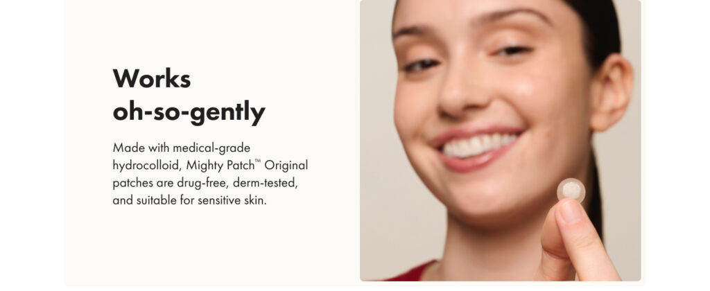 Mighty Patch™ Original patch from Hero Cosmetics – The #1 Hydrocolloid Acne Pimple Patch for Shrinking Zits and Whiteheads in 1 use; Nighttime Spot Stickers